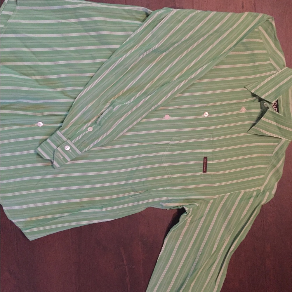 Dolce & Gabbana Green Striped Dress Shirt